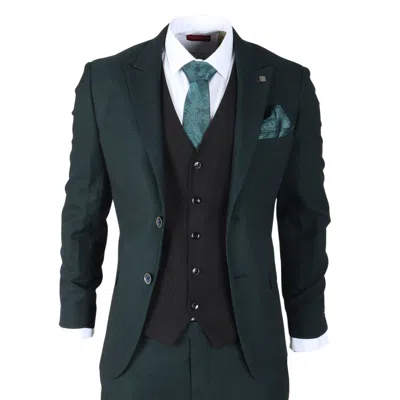 Paul Andrew Jasper Olive Green 3 Piece Suit Check In Multi