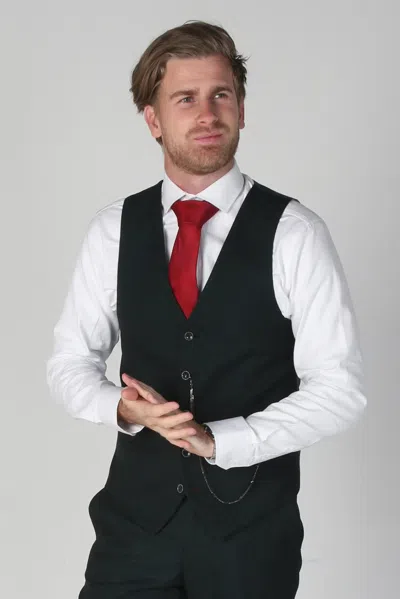 Paul Andrew Jasper Prince Of Wales Check Waistcoat In Green