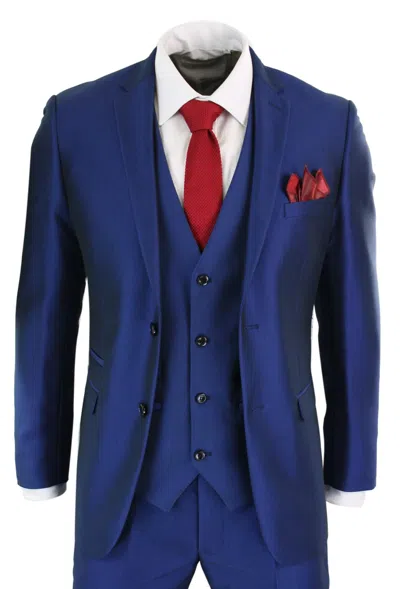 Paul Andrew Kingsley 3 Piece Blue Wedding Prom Suit