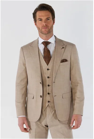 Paul Andrew Kurt 3 Piece Tailored Fit Suit In Beige
