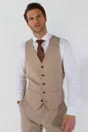 Paul Andrew Kurt Tailored Fit Plain Beige Waistcoat In Beige