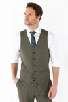 Paul Andrew Kurt Tailored Fit Plain Sage Green Waistcoat In Multi