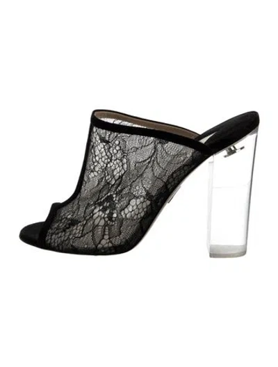 Pre-owned Paul Andrew Lace Lace Pattern Mules In Black