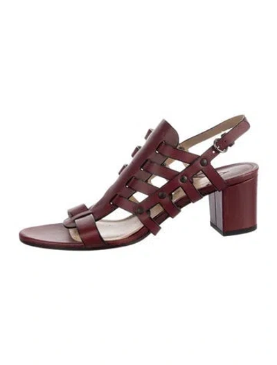 Pre-owned Paul Andrew Leather Cutout Accent Sandals In Burgundy