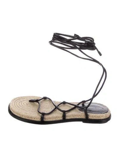 Pre-owned Paul Andrew Leather Espadrilles In Black