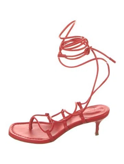 Pre-owned Paul Andrew Leather Gladiator Sandals In Red