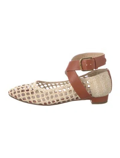 Pre-owned Paul Andrew Leather Lace Pattern Ballet Flats In Neutrals