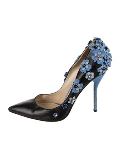 Pre-owned Paul Andrew Leather Patterned Pumps In Black
