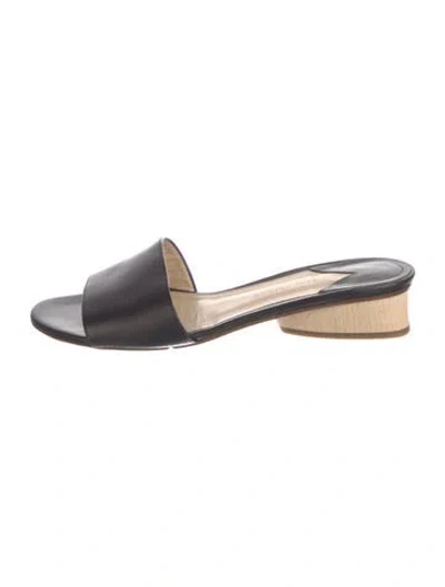 Pre-owned Paul Andrew Leather Slides In Black