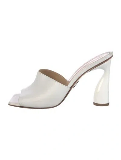 Pre-owned Paul Andrew Leather Slides In White