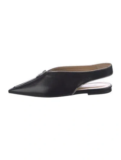 Pre-owned Paul Andrew Leather Slingback Flats In Black