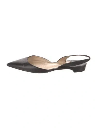 Pre-owned Paul Andrew Leather Slingback Flats In Black