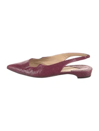 Pre-owned Paul Andrew Leather Slingback Flats In Purple