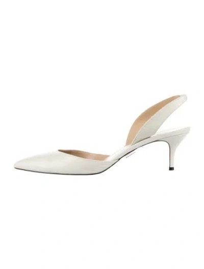 Pre-owned Paul Andrew Leather Slingback Pumps In Neutrals/white