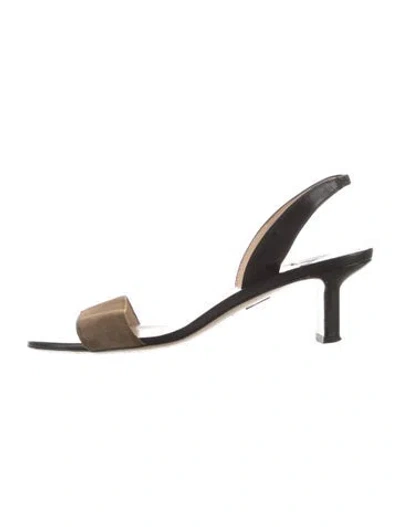 Pre-owned Paul Andrew Leather Slingback Sandals In Black