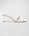 Paul Andrew Leather Zippy Stiletto Mule Sandals In White