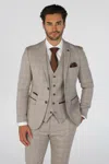 Paul Andrew Leo 3 Piece Checked Suit In Beige