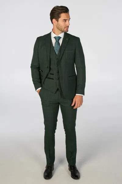 Paul Andrew Leo 3 Piece Checked Suit In Green