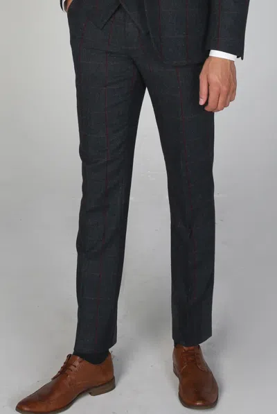 Paul Andrew Madrid Check Tweed Trousers In Blue