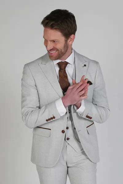 Paul Andrew Mark - Check 2 Button Blazer In Beige