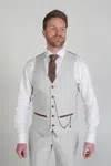 Paul Andrew Mark Check Velvet Trim Waistcoat In Beige