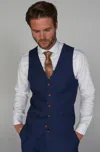 Paul Andrew Mayfair Birdseye Navy Waistcoat Wedding Prom Attire In Blue