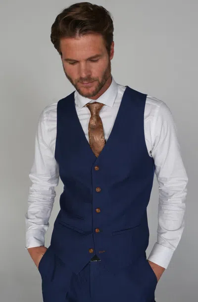 PAUL ANDREW MAYFAIR BIRDSEYE BLUE WAISTCOAT WEDDING PROM ATTIRE