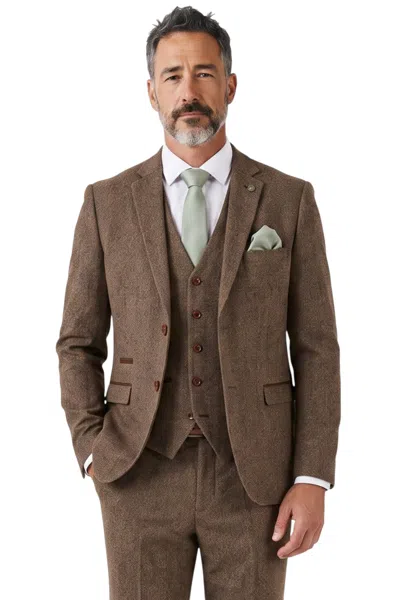 Paul Andrew Men's 3 Piece Brown Wool Blend Tweed Suit - Oscar
