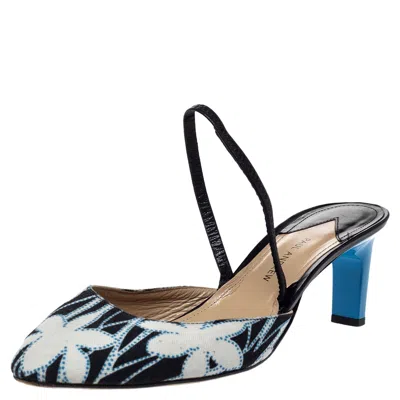Paul Andrew Multicolor Floral Canvas And Leather Celestine Slingback Sandals