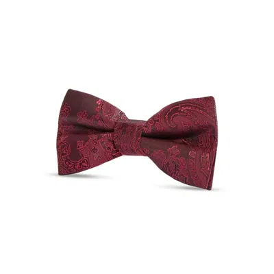 Paul Andrew Paisley Floral Satin Bow Tie In Burgundy