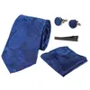 Paul Andrew Paisley Neck Tie Pocket Square Cuff Links In Blue