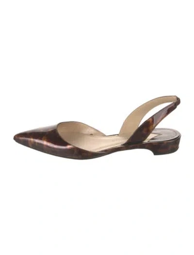 Pre-owned Paul Andrew Patent Leather Animal Print Slingback Flats In Multi