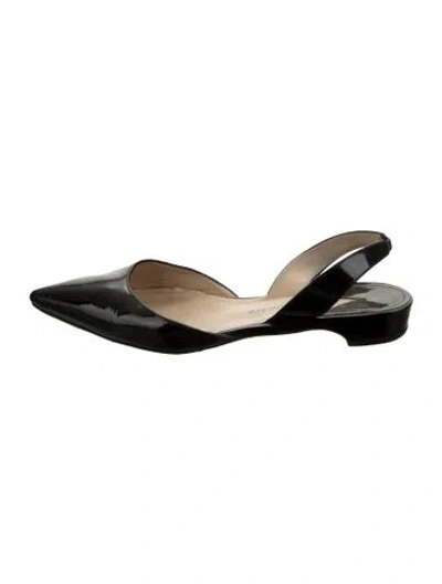 Pre-owned Paul Andrew Patent Leather Slingback Flats In Black