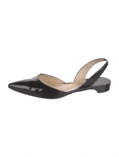 Pre-owned Paul Andrew Patent Leather Slingback Flats In Black