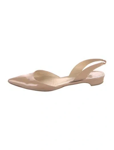 Pre-owned Paul Andrew Patent Leather Slingback Flats In Neutral
