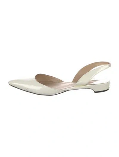 Pre-owned Paul Andrew Patent Leather Slingback Flats In White
