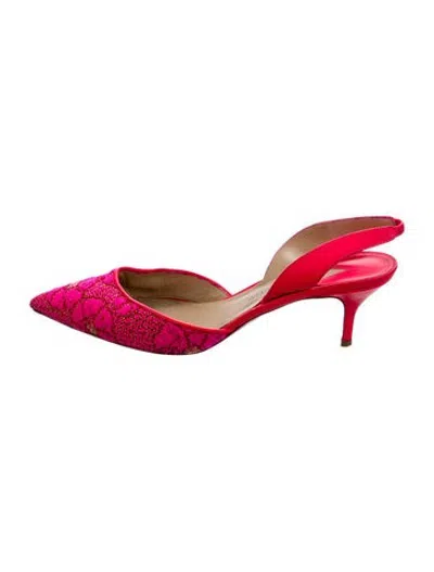 Pre-owned Paul Andrew Patterned Slingback Pumps In Pink