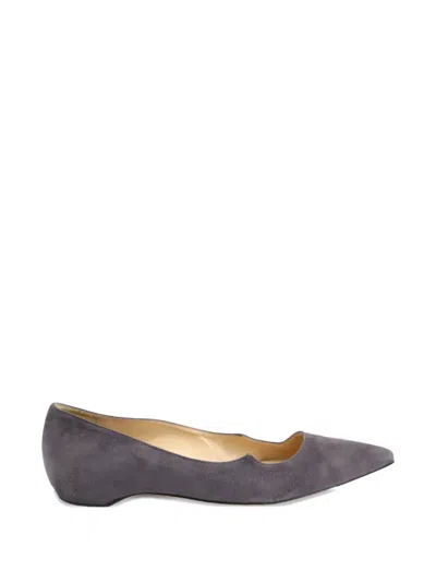 Pre-owned Paul Andrew Pointed-toe Curved-design Ballet Flats In Gray