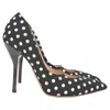 Paul Andrew Polka Dot Pumps In Black Cotton In Black