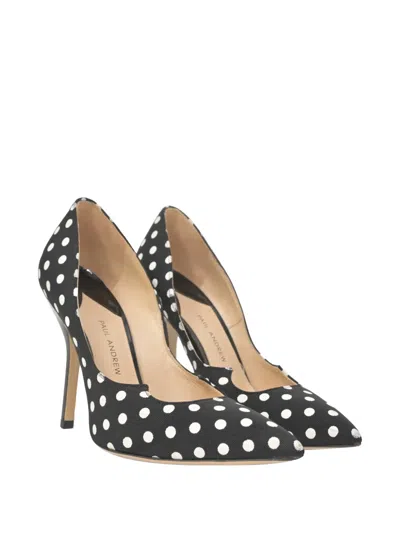 Pre-owned Paul Andrew Polka Dot Scalloped Pumps In Black