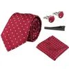 Paul Andrew Polka Dot Tie Pocket Square Cufflinks Clip Set In Pink