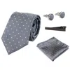 Paul Andrew Polka Dot Tie Pocket Square Cufflinks Clip Set In Silver