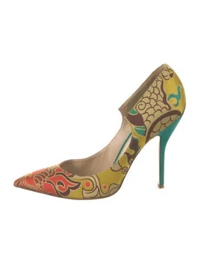 Pre-owned Paul Andrew Printed Pumps In Yellow