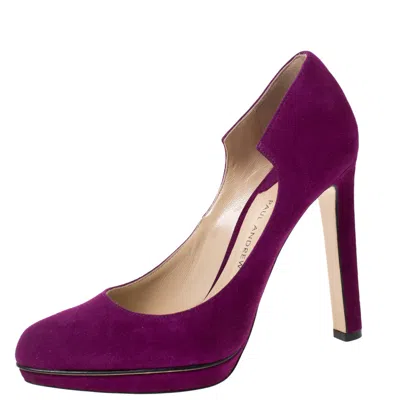 Paul Andrew Purple Suede Manhattan Pumps