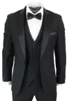 Paul Andrew Regent 3 Piece Black Classic Tuxedo Suit In Black