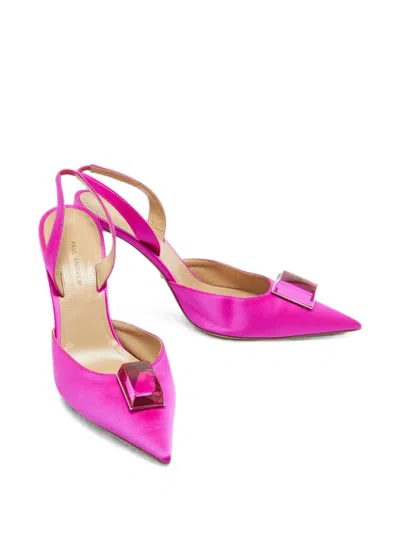 Pre-owned Paul Andrew Rhea Crystal-embellished Slingback Heeled Pumps In Pink