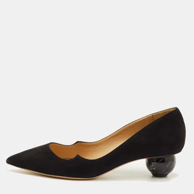 Pre-owned Paul Andrew Size 39.5 Black Suede Pointed Toe Pumps