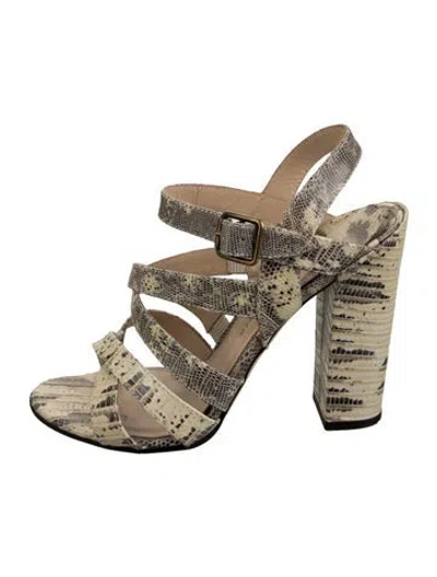 Pre-owned Paul Andrew Snakeskin Animal Print Sandals In Yellow
