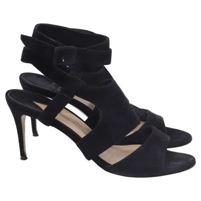 Paul Andrew Strappy Sandal Heels In Black Suede