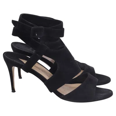 Pre-owned Paul Andrew Strappy Sandal Heels In Black Suede